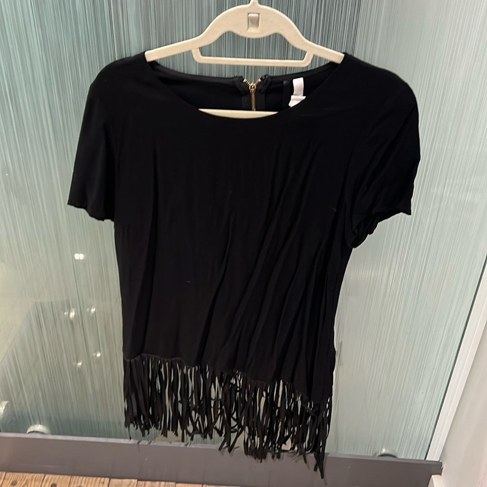 Kensie Black Fringe Top - M